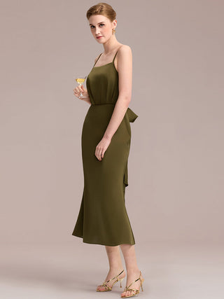 Strapless Adjustable Spaghetti Straps Fishtail Midi Wedding Guest Dresses