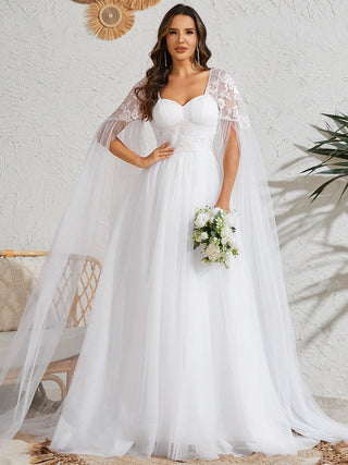 Long Sleeve Backless Embroidered A-Line Sweep Train Wedding Dresses
