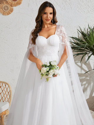 Long Sleeve Backless Embroidered A-Line Sweep Train Wedding Dresses