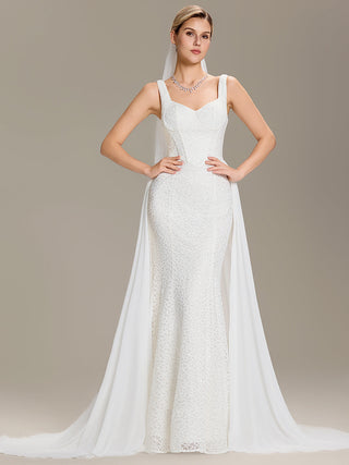 Sleeveless Sweetheart Neck Fishtail Sequin Backless Wedding Dresses