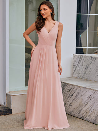 Everi Drape Neck, Applique & See-Through Chiffon Bridesmaid Dress