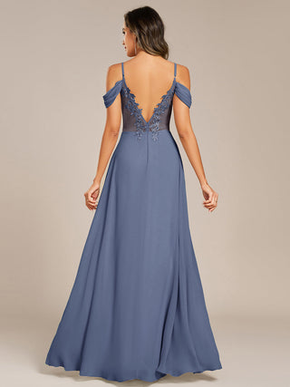 Short Sleeve V-Neck Appliques A-Line Floor Length Bridesmaid Dresses