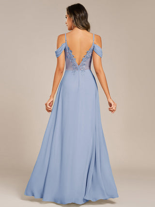 Short Sleeve V-Neck Appliques A-Line Floor Length Bridesmaid Dresses