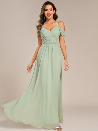 Short Sleeve V-Neck Appliques A-Line Floor Length Bridesmaid Dresses