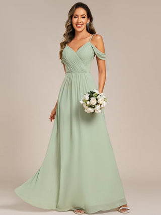 Short Sleeve V-Neck Appliques A-Line Floor Length Bridesmaid Dresses