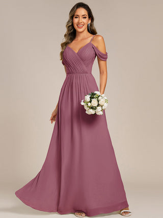 Short Sleeve V-Neck Appliques A-Line Floor Length Bridesmaid Dresses