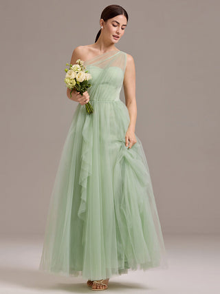 Sleeveless Asymmetrical A-Line Floor Length Dress with Thigh-High Slit, Bridesmaid Dresses