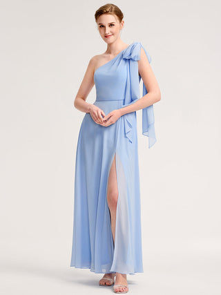 Sleeveless A-Line Floor Length Asymmetrical Dress with Thigh-High Slit