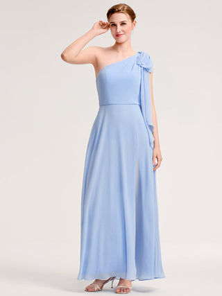 Sleeveless A-Line Floor Length Asymmetrical Dress with Thigh-High Slit