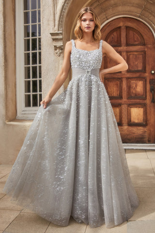 PEARLEQUE BALL GOWN WITH CRYSTAL BUCKLE-A1181