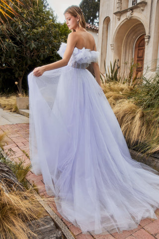 GATHERED TULLE PEARL BALL GOWN-A1199