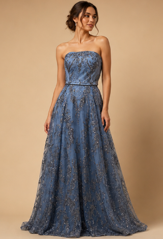 Aurora Sequin Evening Dress in Dark Frost