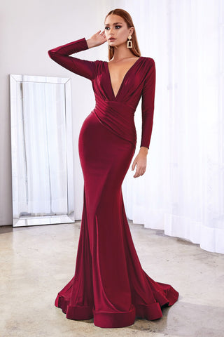 CD0168 FITTED STRETCH JERSEY GOWN