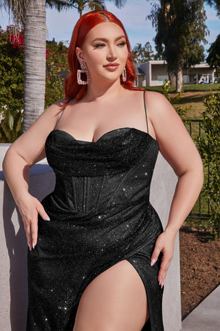 CURVE GLITTER CORSET FITTED GOWN