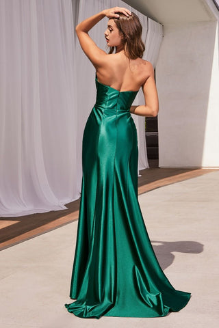 CDS487 STRAPLESS SATIN GOWN