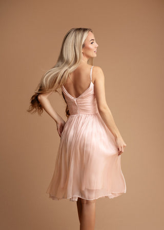 Clemence B Draped Midi Cocktail Dress in Pink