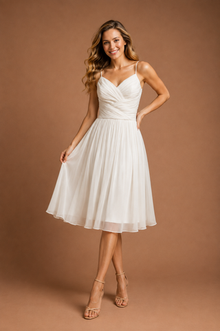 Clemence B Draped Midi Cocktail Dress in White