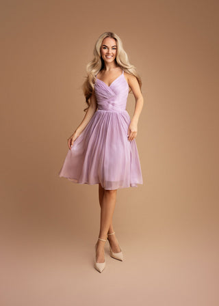 Clemence B Draped Midi Cocktail Dress in Mauve
