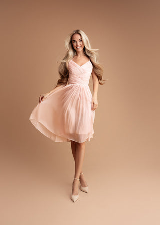 Clemence B Draped Midi Cocktail Dress in Pink