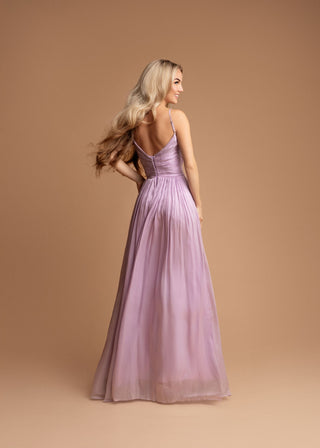Clemence Draped Long Evening Dress in Mauve