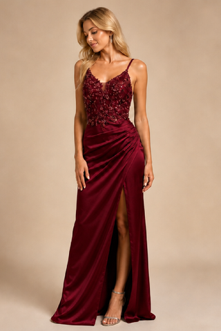 Esmeralda Evening Dress in Burgundy