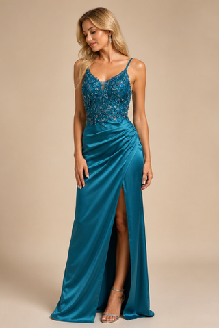 Esmeralda Evening Dress in Oil Blue