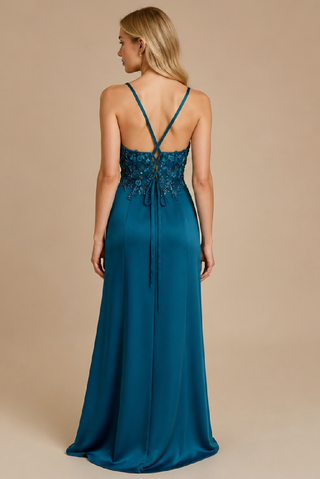 Esmeralda Evening Dress in Oil Blue