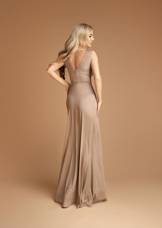Isabella Elegant Occasion Dress in Taupe