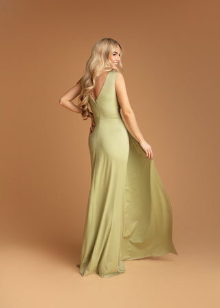 Isabella Elegant Occasion Dress in Olive Green