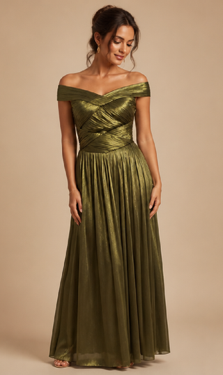 Isaline Evening Dress in Khaki