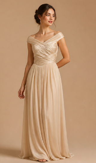Isaline Evening Dress in Beige
