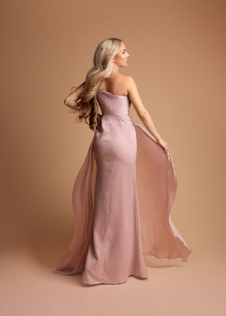 Joanna Asymmetrical Draped Maxi Dress in Dusty Pink