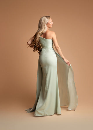 Joanna Asymmetrical Draped Maxi Dress in Apple Green