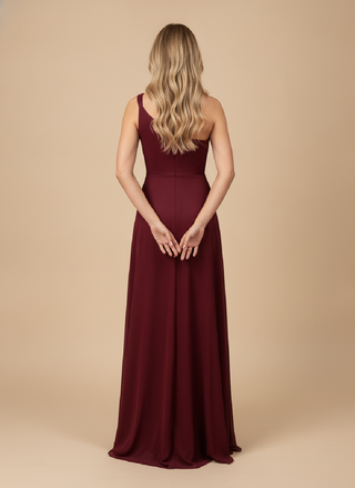 Joanna Asymmetrical Draped Maxi Dress in Burgundy