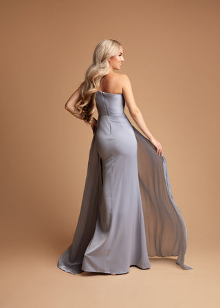 Joanna Asymmetrical Draped Maxi Dress in Ice Blue