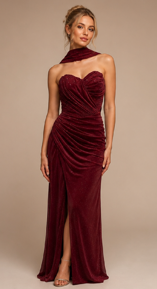 Lyra Evening Dress in Burgundy
