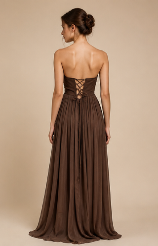 Naia Evening Dress in Brown