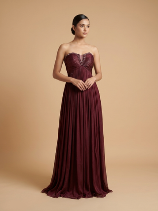 Naia Evening Dress in Burgundy
