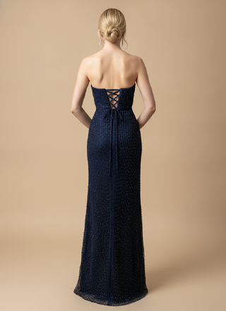 Yolande Strapless Maxi Dress with Stole in Navy