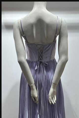 Annabel Pleated Satin Corset Maxi Dress, full-length view